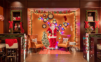 santa decorations at our hotel lobby